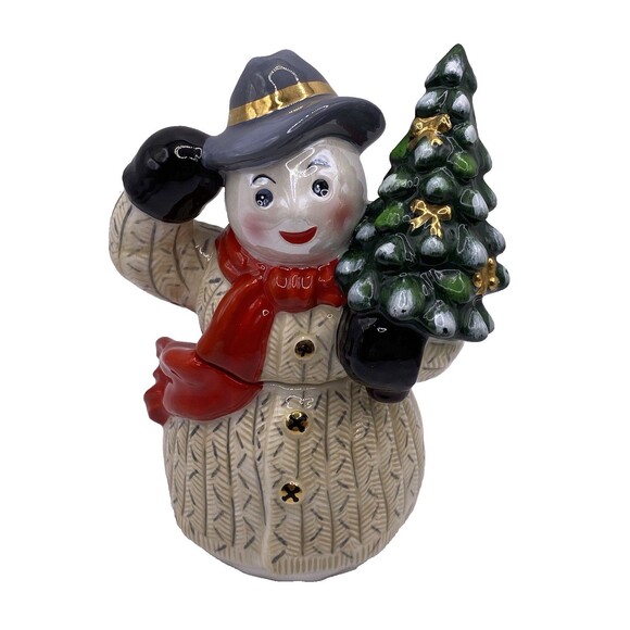 Christopher Radko Shiny Brite Breezy Tweed Snowman Salt & Pepper Shakers RETIRED - Picture 1 of 11